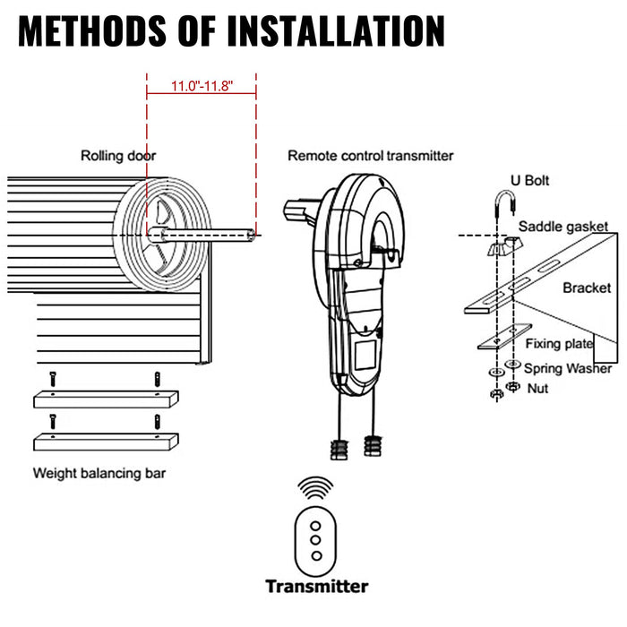 VEVOR Garage Roller Door Opener, 800 N Lift Force 164 ft Remote Control, 220V Electric Roller Gate Opener, Auto Garage Roller Gate Opener Kit with 2 Remote, Apply for Garage Store