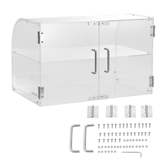 VEVOR Pastry Display Case, 2-Tier Commercial Countertop Bakery Display Case, Acrylic Display Box with Rear Door Access & Removable Shelves, Keep Fresh for Donut Bagels Cake Cookie