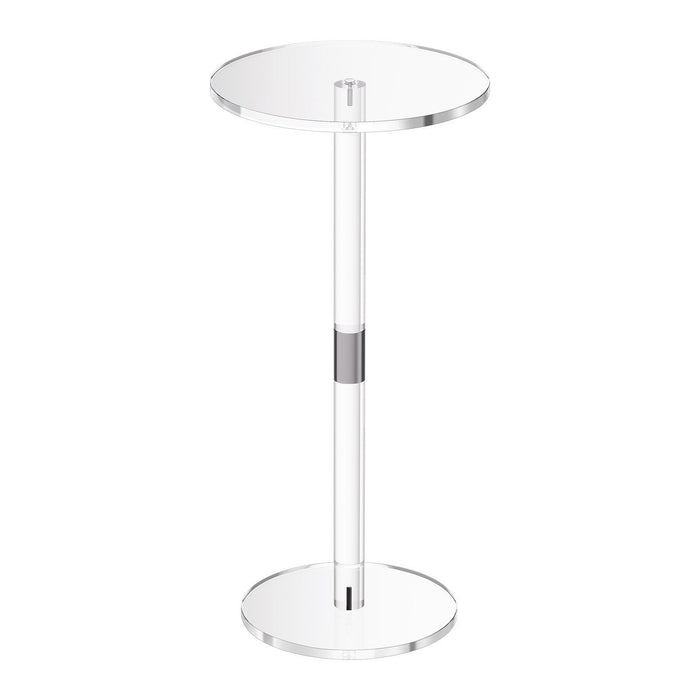 Acrylic Drink Table, Clear End Table Round Top with Solid Post, Modern Acrylic Cake Table Stand, Transparent Side Desk for Coffee, Drink, Food, Snack, Easy Assembly, 25.4 x 25.4 x 54 cm (Clear)