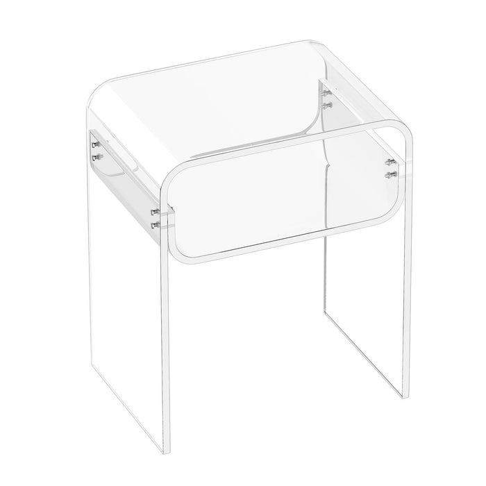 VEVOR Acrylic Side Table, 2 Tiers Clear Bedside Table with Storage Shelf, Modern Rectangle Acrylic End Desk, Transparent Thick Nightstand for Bedroom, Living Room, Study, 30 x 40 x 50 cm (Clear)