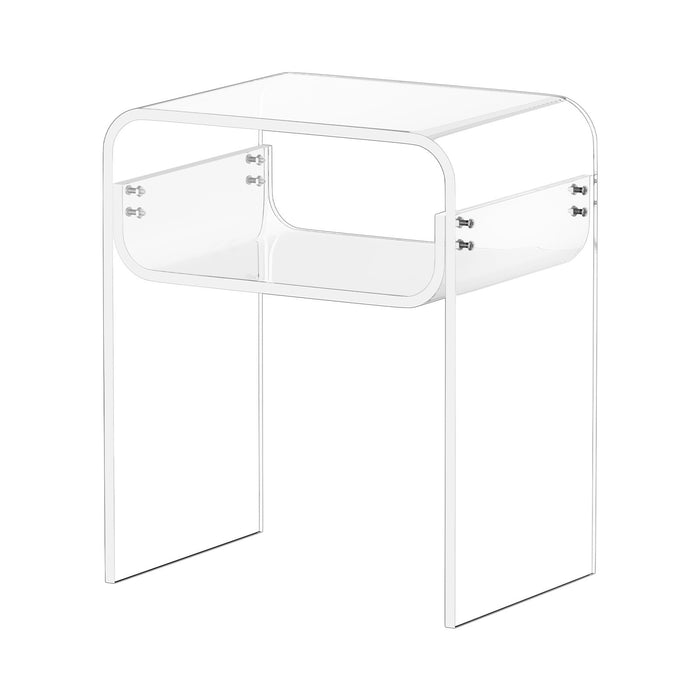 VEVOR Acrylic Side Table, 2 Tiers Clear Bedside Table with Storage Shelf, Modern Rectangle Acrylic End Desk, Transparent Thick Nightstand for Bedroom, Living Room, Study, 30 x 40 x 50 cm (Clear)
