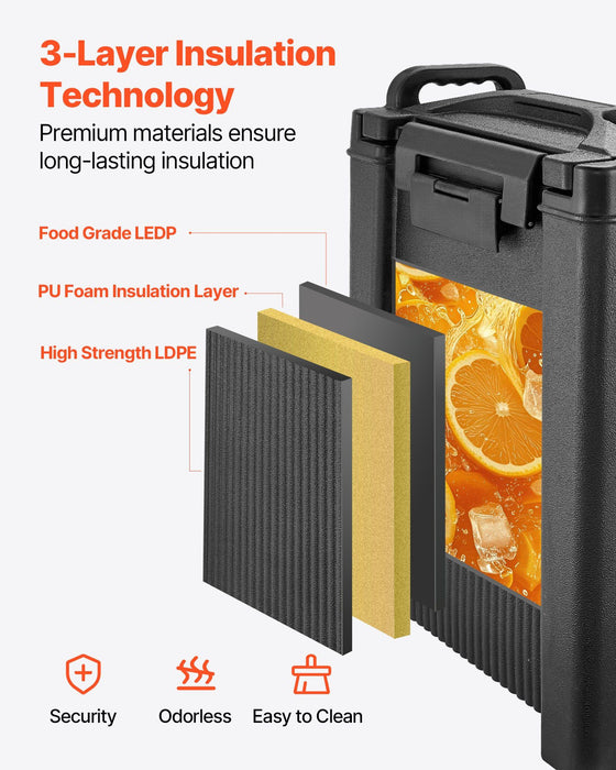Insulated Beverage Dispenser, 5 Gal/19L Hot and Cold Beverage Server with Spigot & Handle, Food-Grade Thermal Drink Dispenser Cooler for Tea Coffee Water in Cafes & Restaurants, 2 Pack, Black