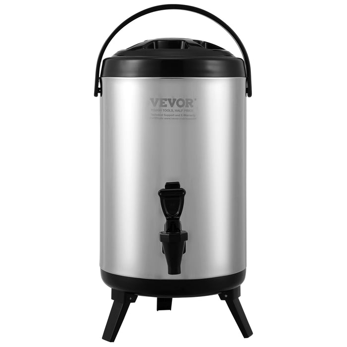VEVOR Stainless Steel Insulated Beverage Dispenser, 7.6 Liter, Thermal Hot and Cold Drink Server Dispenser with Spigot Handle, Food-grade for Hot Tea Coffee Water Restaurant Drink Shop