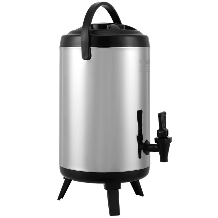 VEVOR Stainless Steel Insulated Beverage Dispenser, 7.6 Liter, Thermal Hot and Cold Drink Server Dispenser with Spigot Handle, Food-grade for Hot Tea Coffee Water Restaurant Drink Shop