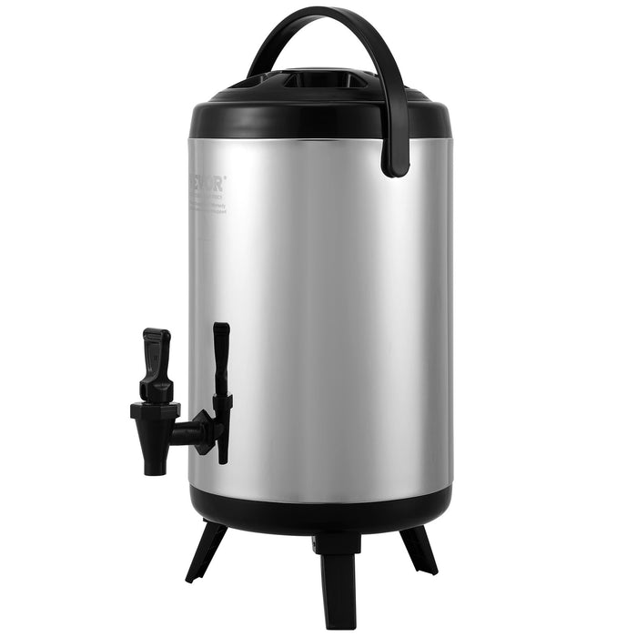 VEVOR Stainless Steel Insulated Beverage Dispenser, 7.6 Liter, Thermal Hot and Cold Drink Server Dispenser with Spigot Handle, Food-grade for Hot Tea Coffee Water Restaurant Drink Shop