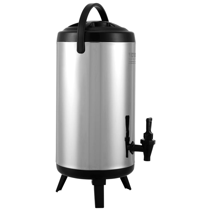 VEVOR Stainless Steel Insulated Beverage Dispenser, 9.2 Liter, Thermal Hot and Cold Drink Server Dispenser with Spigot Handle, Food-grade for Hot Tea Coffee Water Restaurant Drink Shop