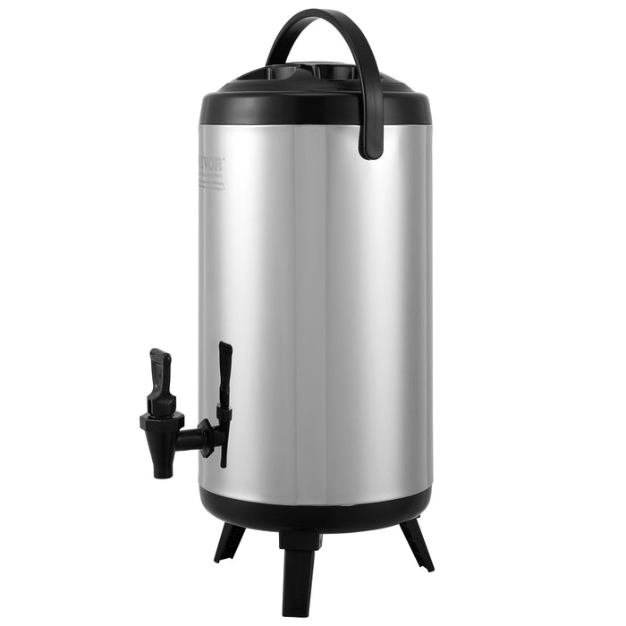 VEVOR Stainless Steel Insulated Beverage Dispenser, 9.2 Liter, Thermal Hot and Cold Drink Server Dispenser with Spigot Handle, Food-grade for Hot Tea Coffee Water Restaurant Drink Shop