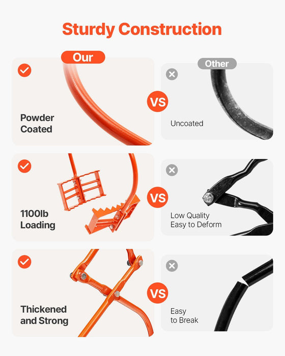 609mm Stone Lifting Tongs, 2-Claw Rock Tongs, Heavy Duty Steel Log Tongs, 500KG Lifting Capacity, Swivel Log Grapple, Serrated Claw Design, Easy Chain Hook up Tongs for Stone Blocks & Marble