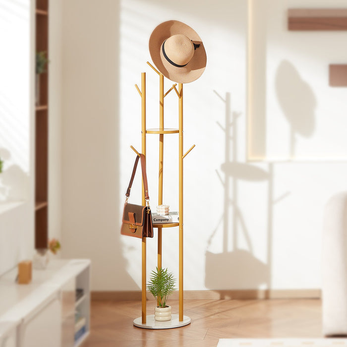 VEVOR Coat Rack, Freestanding Coat Rack Stand with Quartz Stone Base & 9 Hooks, Free Standing Hall Coat Tree for Entryway, Bedroom, Office, Living Room, Modern Clothes Hanger for Coat, Hat, Scarf, Bag