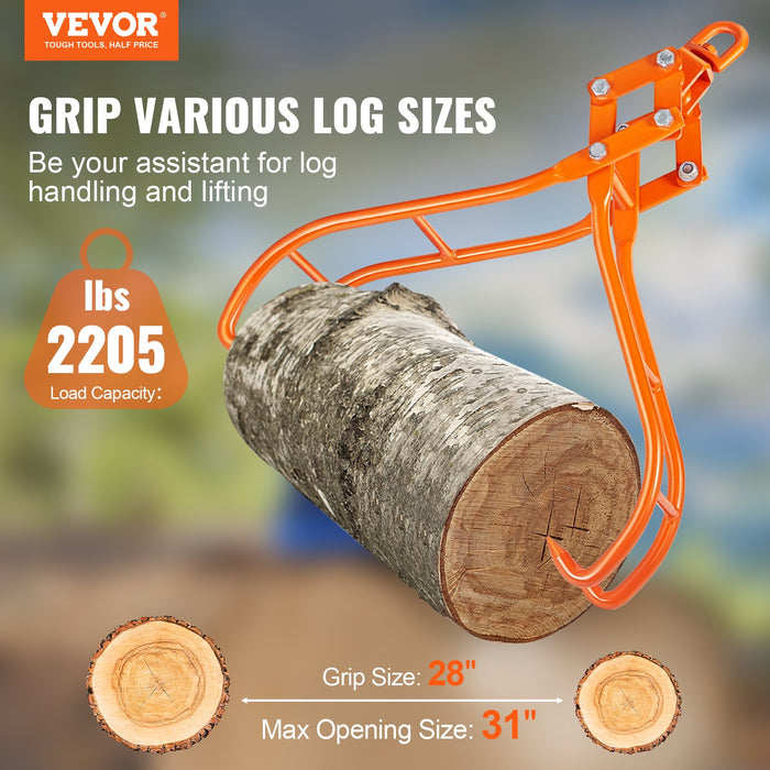 VEVOR Timber Claw Hook, 28 inch 4 Claw Log Grapple for Logging Tongs, Swivel Steel Log Lifting Tongs, Eagle Claws Design with 2205 lbs/1000 kg Loading Capacity for Tractors, ATVs, Trucks, Forklifts