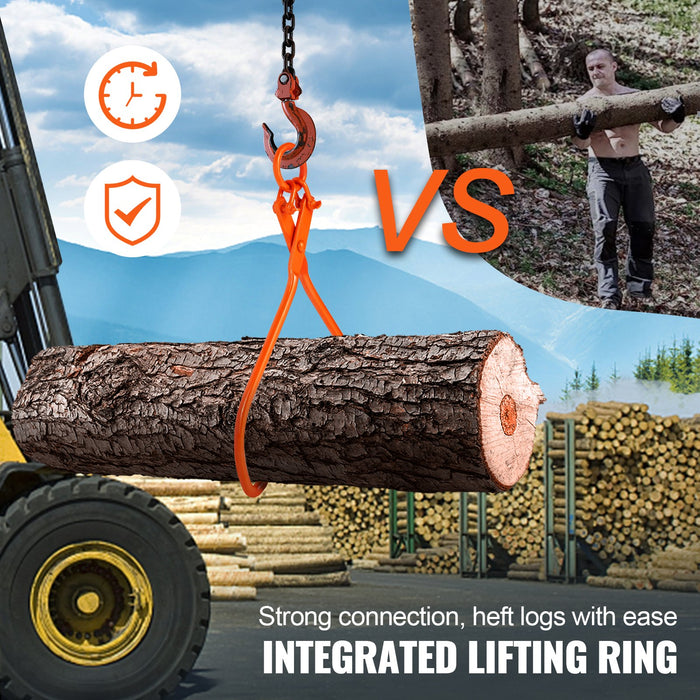 VEVOR Log Skidding Tongs, 81.3cm 2 Claw Log Lifting Tongs, Heavy Duty Steel Lumber Skidding Tongs, 700 kg Loading Capacity, Log Lifting, Handling, Dragging & Carrying Tool