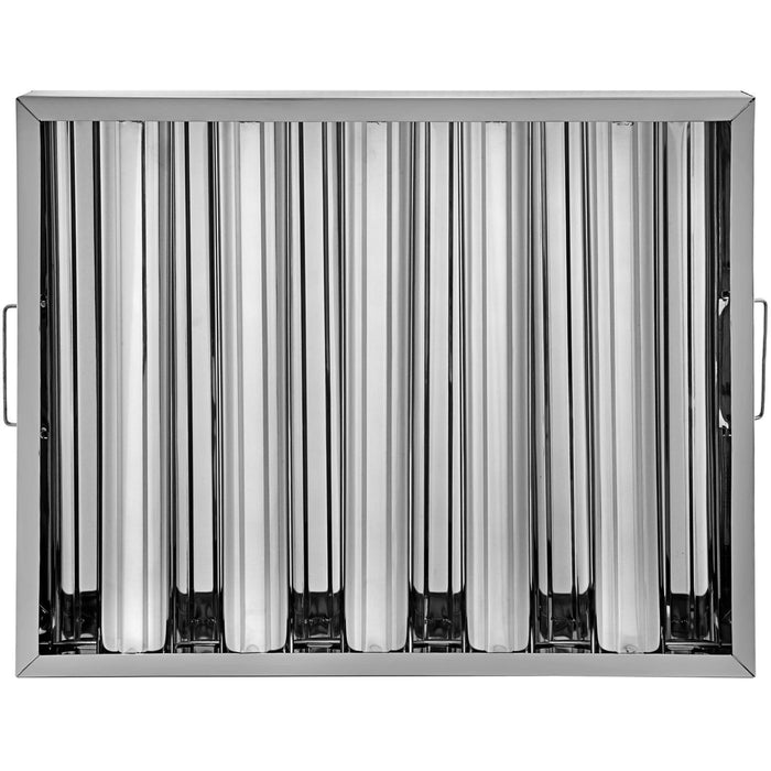 Pack of 6 Hood Filters 19.5W x 15.5H Inch, 430 Stainless Steel 5 Grooves Commercial Hood Filters, Range Hood Filter for Grease Rated Commercial Kitchen Exhaust Hoods