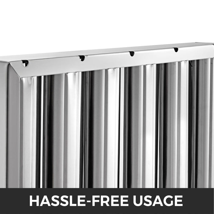 Pack of 6 Hood Filters 19.5W x 15.5H Inch, 430 Stainless Steel 5 Grooves Commercial Hood Filters, Range Hood Filter for Grease Rated Commercial Kitchen Exhaust Hoods