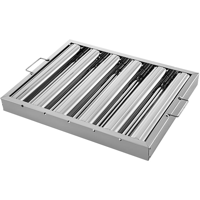 Pack of 6 Hood Filters 19.5W x 15.5H Inch, 430 Stainless Steel 5 Grooves Commercial Hood Filters, Range Hood Filter for Grease Rated Commercial Kitchen Exhaust Hoods