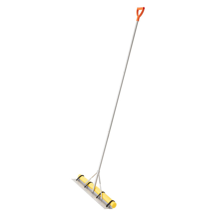 VEVOR Landscape Rake, 914 mm Wide Head 2590 mm Handle, Large Heavy Duty Aluminum Landscaping Leaf Rake Tool, Asphalt Level for Loosening Soil, Garden & Yard, Pond Gravel & Beach Lawn Care, 15.8m Rope