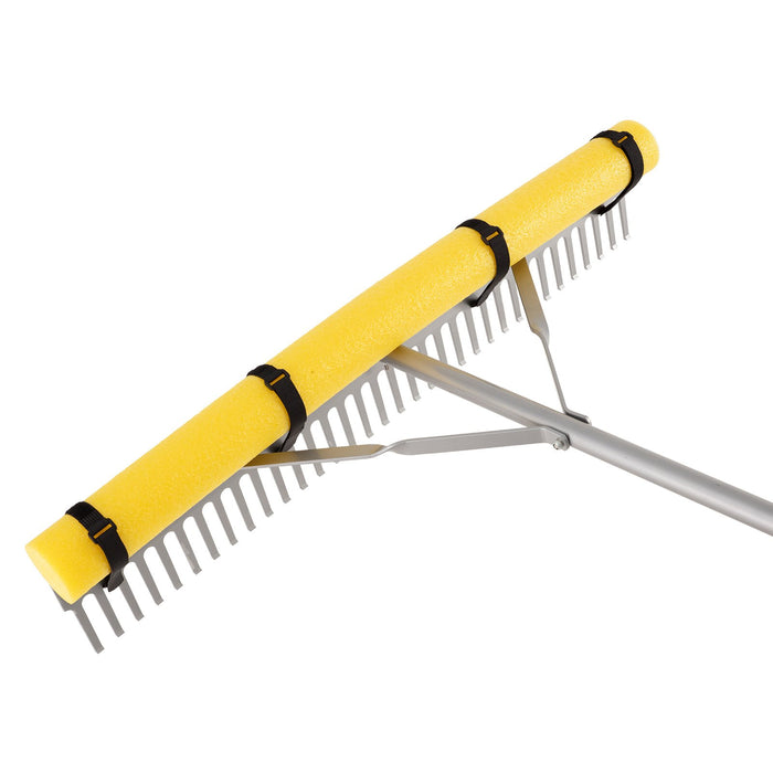 VEVOR Landscape Rake, 914 mm Wide Head 2590 mm Handle, Large Heavy Duty Aluminum Landscaping Leaf Rake Tool, Asphalt Level for Loosening Soil, Garden & Yard, Pond Gravel & Beach Lawn Care, 15.8m Rope