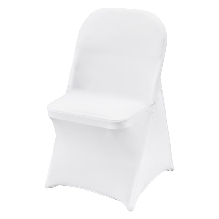 VEVOR Stretch Spandex Folding Chair Covers, Universal Fitted Chair Cover, Removable Washable Protective Slipcovers, for Wedding, Holiday, Banquet, Party, Celebration, Dining (100PCS White)