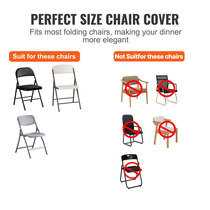 Stretch Spandex Folding Chair Covers, Universal Fitted Chair Cover, Removable Washable Protective Slipcovers, for Wedding, Holiday, Banquet, Party, Celebration, Dining (50PCS White)
