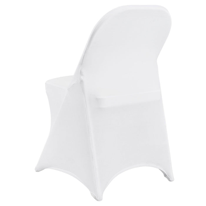 Stretch Spandex Folding Chair Covers, Universal Fitted Chair Cover, Removable Washable Protective Slipcovers, for Wedding, Holiday, Banquet, Party, Celebration, Dining (50PCS White)