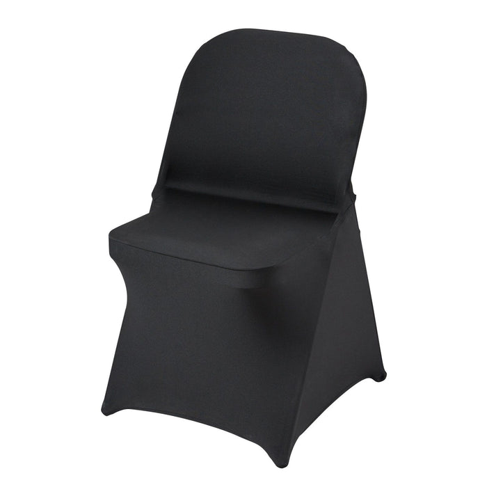 Stretch Spandex Folding Chair Covers, Universal Fitted Chair Cover, Removable Washable Protective Slipcovers, for Wedding, Holiday, Banquet, Party, Celebration, Dining (100PCS Black)