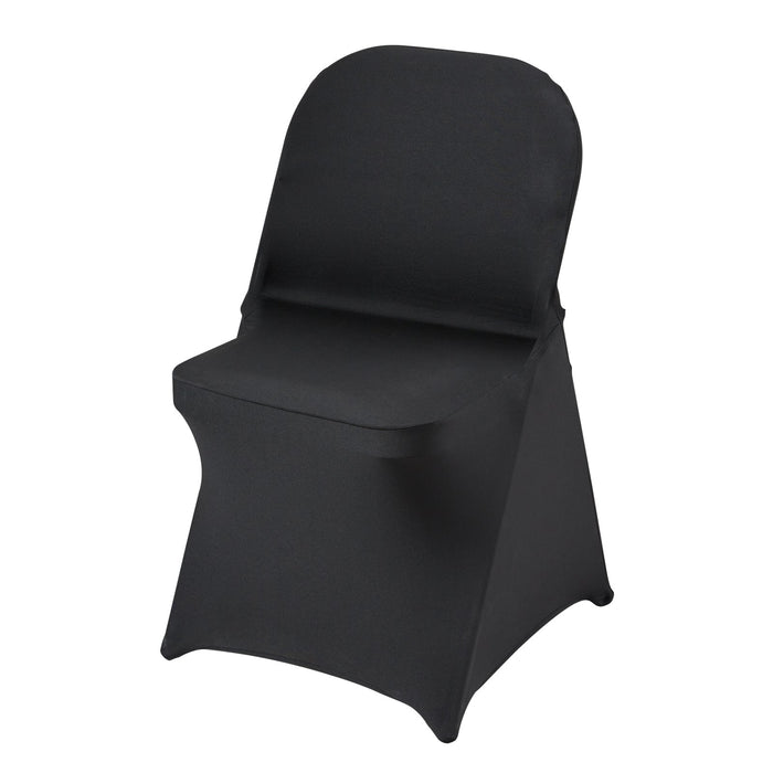 VEVOR Stretch Spandex Folding Chair Covers, Universal Fitted Chair Cover, Removable Washable Protective Slipcovers, for Wedding, Holiday, Banquet, Party, Celebration, Dining (50PCS Black)