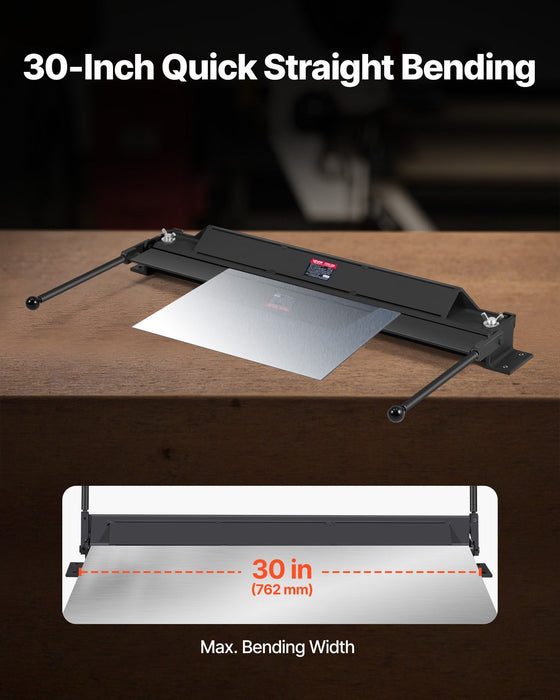Box and Pan Brake, 762 mm Sheet Metal Bending Brake, 18-Gauge Capacity, 0-135 Degree Adjustable, Metal Bender Machine, No Wobbling, Heavy-Duty Aluminum Folder for Precise Batch Bending