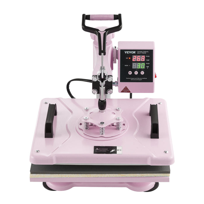 VEVOR Heat Press Machine 12x15 in 5 in 1 with 30oz Tumbler Press T-Shirts Pink