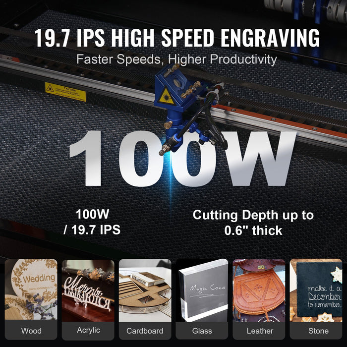 VEVOR 100W CO2 Laser Engraver Engraving Carving Print Machine 600x900 mm Workbed
