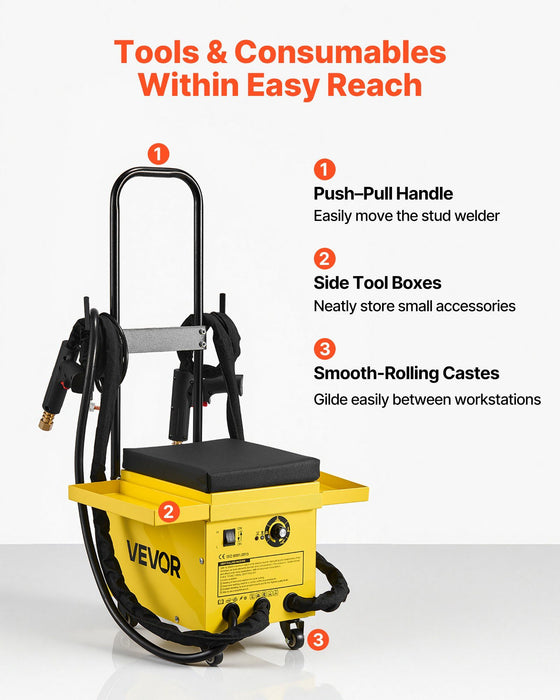 4.5KW Professional Stud Welder Dent Repair Kit with 2 Welding Guns & 6 Modes, All in One Dent Repair Workstation with Extended Handle, Padded Seat and Accessory Tray