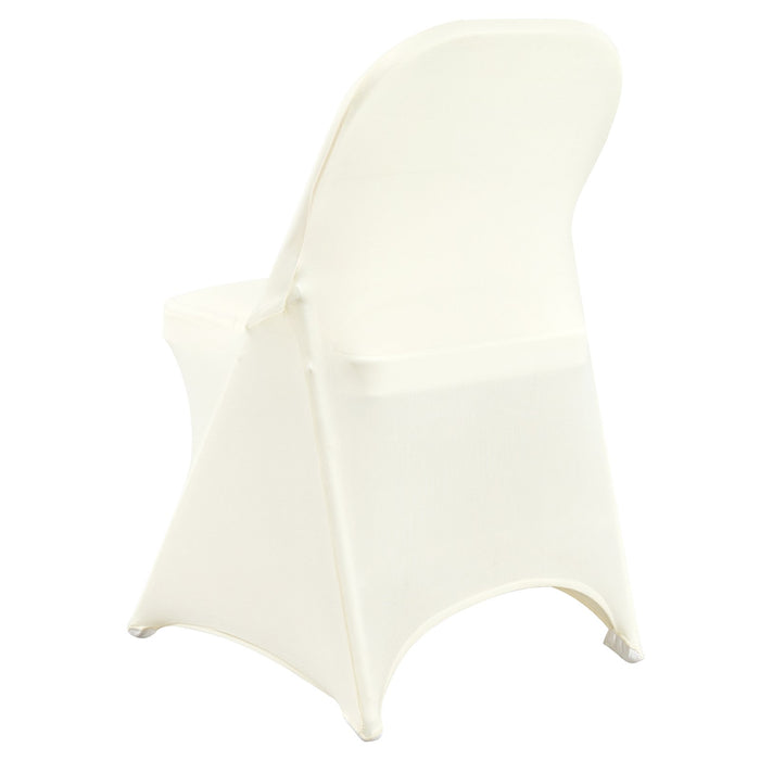 VEVOR Stretch Spandex Folding Chair Covers, Universal Fitted Chair Cover, Removable Washable Protective Slipcovers, for Wedding, Holiday, Banquet, Party, Celebration, Dining (30PCS Ivory White)