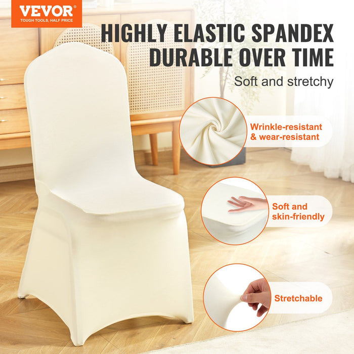 Stretch Spandex Folding Chair Covers, Universal Fitted Chair Cover, Removable Washable Protective Slipcovers, for Wedding, Holiday, Banquet, Party, Celebration, Dining (30PCS Beige)