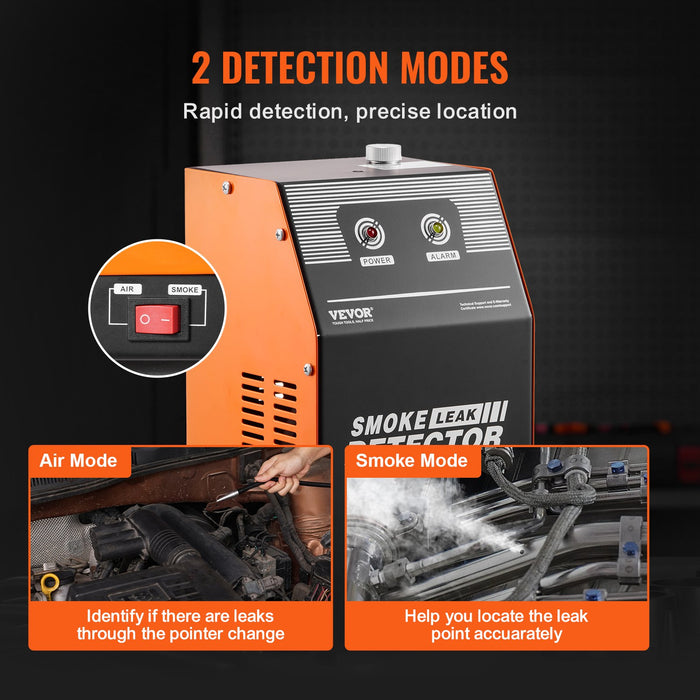 VEVOR Automotive Smoke Machine Leak Detector, EVAP Smoke Machine Leak Tester with Built-in Air Pump, Dual-Mode Vacuum Pipeline Fuel Diagnostic Detector for DC12V Cars, Motorcycles, Trucks, Boats, ATVs