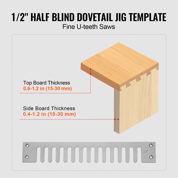 VEVOR Dovetail Jig, 310 mm Width, Dove Tailing Router Jigs with Router Bit & 1/2” Template, Precise Alignment Dove Tail Jig, Mortise and Tenon Jig Woodworking Tools for Furniture & Wood Cabinet Making