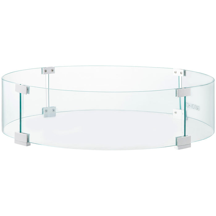 VEVOR Fire Pit Wind Guard, Glass Flame Guard, Round Glass Shield, 1/4-Inch Thick Fire Table, Clear Tempered Glass Flame Guard, Aluminum Alloy Feet for Propane, Gas, Outdoor (23 x 23 x 6 Inch)