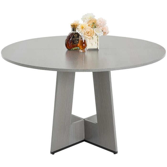 VEVOR Round Dining Table, 47 inch Wood Table for 4-6 Person, Farmhouse Circle Dinner Furniture, Rustic Leisure Tables with Thick Wooden Legs, for Home Kitchen Living Room, Grey (Only Table)