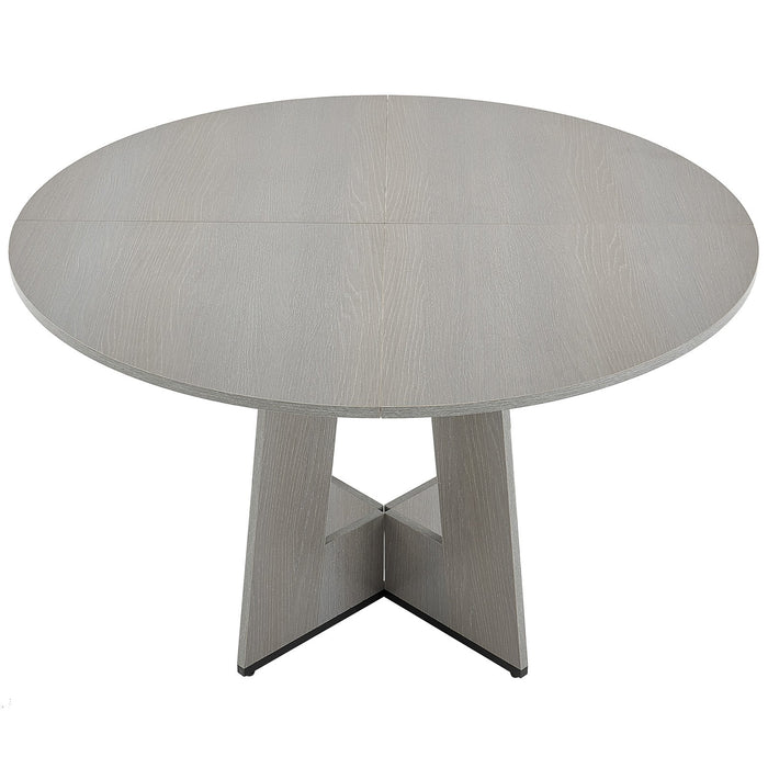 VEVOR Round Dining Table, 47 inch Wood Table for 4-6 Person, Farmhouse Circle Dinner Furniture, Rustic Leisure Tables with Thick Wooden Legs, for Home Kitchen Living Room, Grey (Only Table)