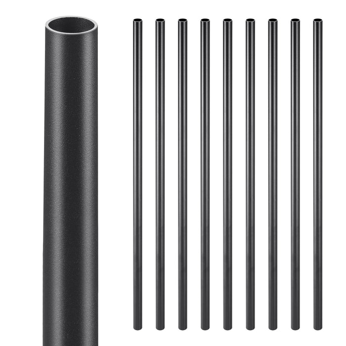 VEVOR Staircase Balusters 51 Pack, 660 mm Aluminum Stair Balusters, 19 mm Water-Proof Round Metal Spindle Railing, Hollow Deck Railing with Rail Caps & Screws for Stairs, Porch, Patio, Fence, Black
