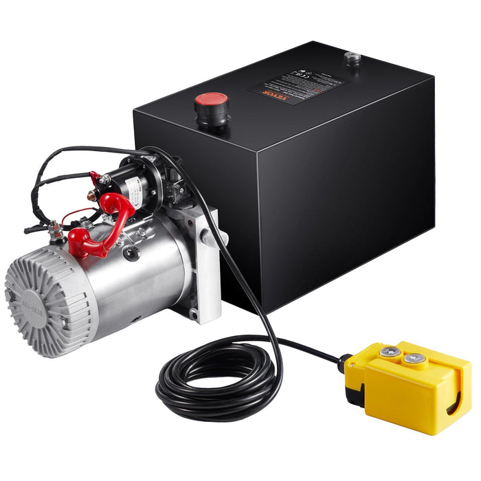 Hydraulic Pump, 12 Quart Hydraulic Power Unit, Single Acting Dump Trailer Pump, 0.91 GPM Flow Rate, 3200 PSI Max Relief Pressure, DC 12V Hydraulic Pump for Dump Trailer Car Lifting