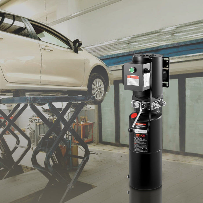 Hydraulic Pump Power Unit, AC 220V, 10 Quart Single Acting Hydraulic Unit, 6.3 L/min Oil Flow, Max Discharge Pressure 22 MPa for Dump Truck, Auto Repair Garage, Car Lifting Platforms, Black