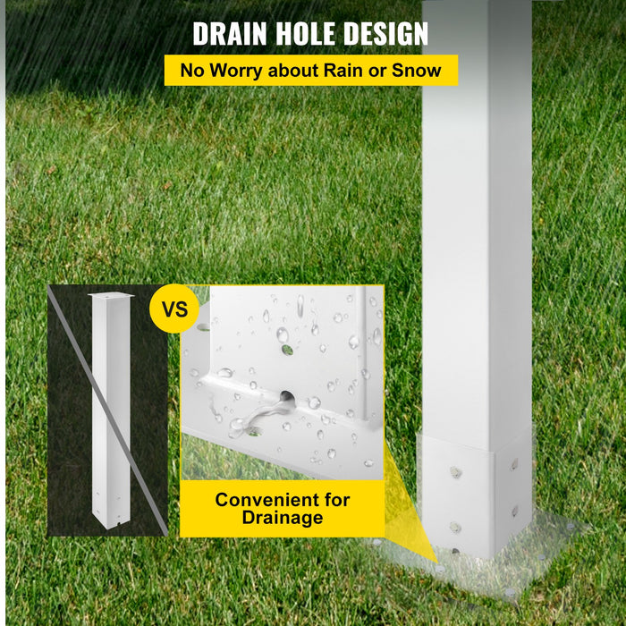 VEVOR Mailbox Post, 43\" High Mailbox Stand, White Powder-Coated Mail Box Post Kit, Q235 Steel Post Stand Surface Mount Post for Sidewalk and Street Curbside, Universal Mail Post for Outdoor Mailbox