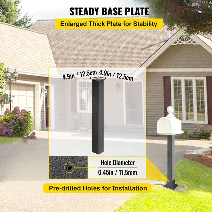 VEVOR Mailbox Post Stand Mail Box Post 43" Black Powder-Coated Steel for Outdoor