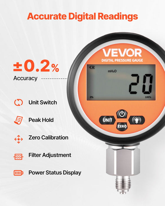 Digital Hydraulic Pressure Test Coupling Kit, 700 Bar Pressure Gauge Manometer Tester with 2 Gauges, 9 Test Couplings, 2 Quick-Release Couplers, 2 Hoses for Excavator Construction Machinery
