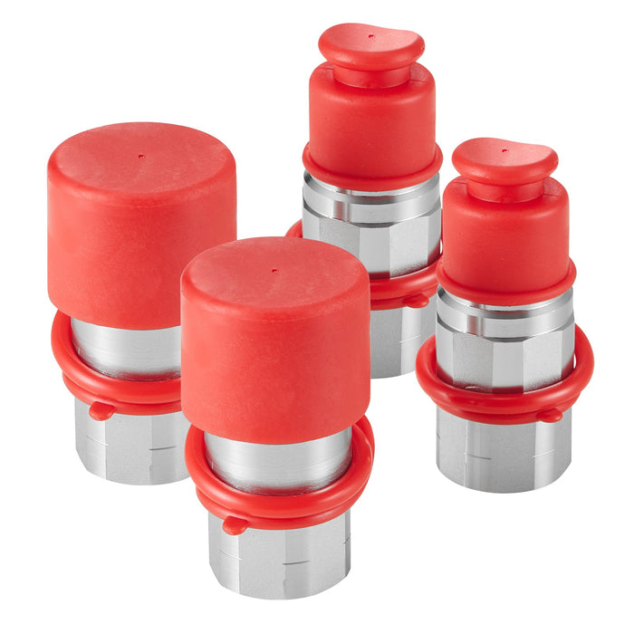 VEVOR 1/2" Flat Face Hydraulic Couplers 1/2" NPT Skid Steer Couplers 4 Dust Caps