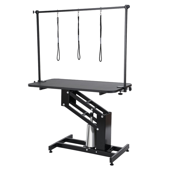VEVOR 109cm Hydraulic Pet Grooming Table, Heavy Duty Dog Grooming Arm for Medium/ Small Dogs, Height Adjustable Dog Grooming Station, Anti Slip Tabletop /Dog Grooming Station, Max Bearing 182kg