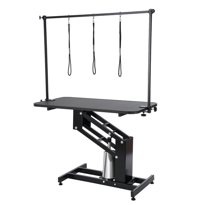 VEVOR 109cm Hydraulic Pet Grooming Table, Heavy Duty Dog Grooming Arm for Medium/ Small Dogs, Height Adjustable Dog Grooming Station, Anti Slip Tabletop /Dog Grooming Station, Max Bearing 182kg
