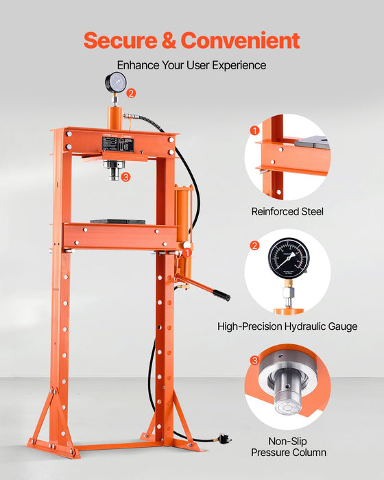 VEVOR 20 T Hydraulic Shop Press Hydraulic Press with Press Plate for Bending