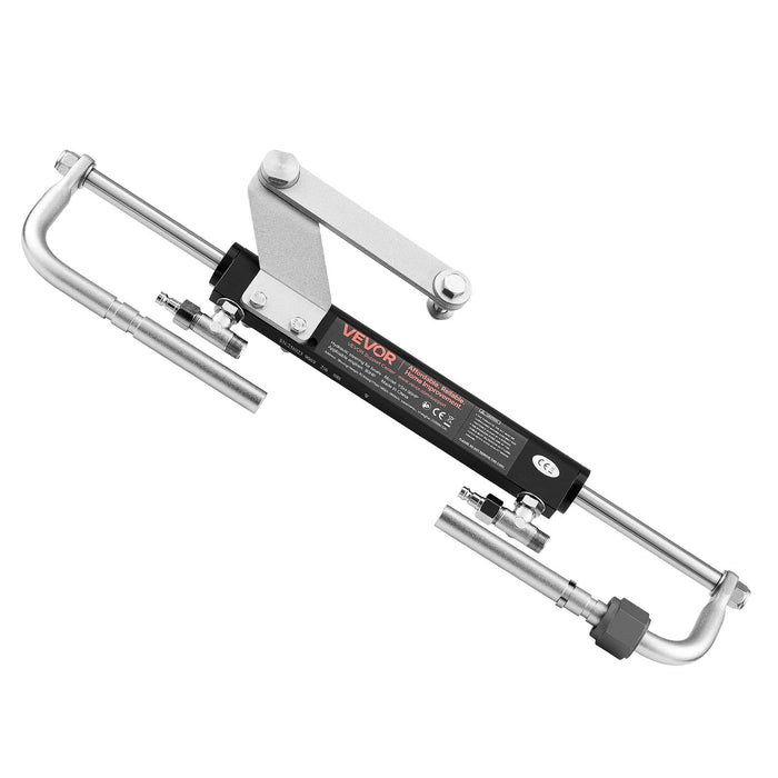 VEVOR Hydraulic Steering Kit, 90 HP, Marine Boat Hydraulic Steering System, with 6.9 MPa/1000 psi Helm Pump, Two-Way Lock Cylinder, and 6 m High-Strength Hoses, for Single Station, Single-Engine Use