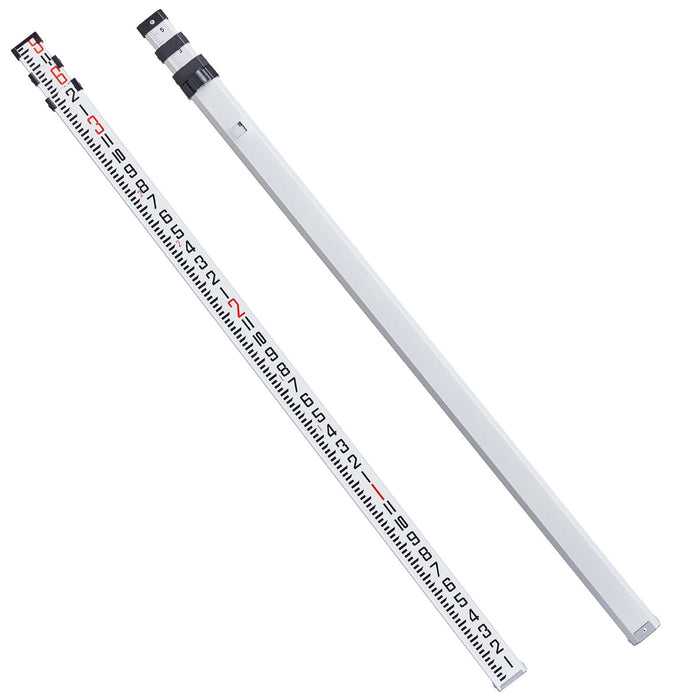 VEVOR Aluminum Grade Rod, 9-Feet/8ths 3 Sections Telescopic Measuring Rod, Double-Sided Scale 1/8in Leveling Rod Stick,Aluminum Alloy Survey Rod with Bubble Level &Carrying Bag for Houses,Walls,Floors