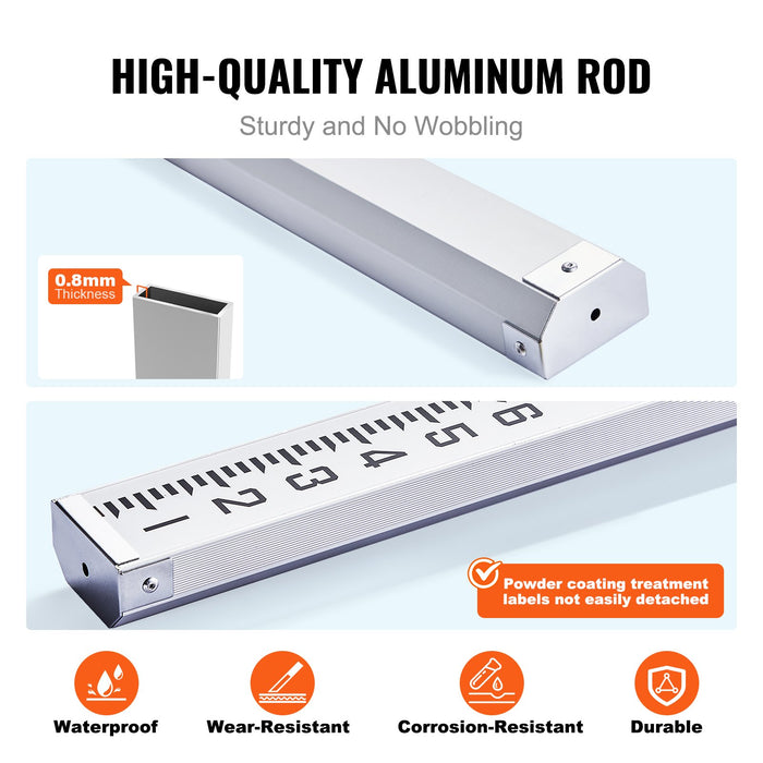 VEVOR Aluminum Grade Rod, 9-Feet/8ths 3 Sections Telescopic Measuring Rod, Double-Sided Scale 1/8in Leveling Rod Stick,Aluminum Alloy Survey Rod with Bubble Level &Carrying Bag for Houses,Walls,Floors