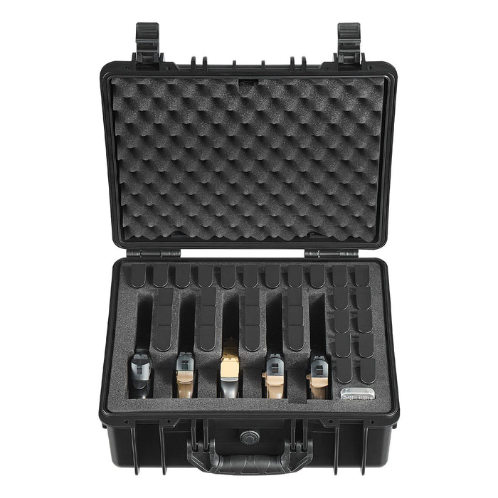 Hard Pistol Case, Heavy Duty Hard Gun Case with XPE Foam Lining, Waterproof Pistol Storage Box with Customizable Interior & Handle for Gun, Lenses, Camera, Gear, TSA Compliant, 475x415x215 mm